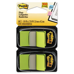 Post-it® Flags Standard Page Flags in Dispenser, Bright Green, 100 Flags/Dispenser