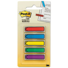 Post-it® Flags Arrow 0.5" Page Flags, Blue/Green/Purple/Red/Yellow, 20/Color, 100/Pack
