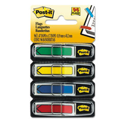 Post-it® Flags Arrow 1/2" Page Flags, Blue/Green /Red/Yellow, 24/Color, 96-Flags/Pack