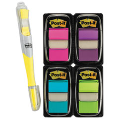 Post-it® Flags Page Flag Value Pack, Assorted Colors, 200 Flags & Highlighter w/50 Flags