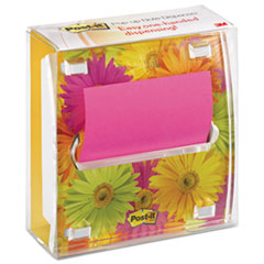 Post-it® Pop-up Notes Pop-up Note Dispenser with Designer Daisy Insert, One 45-Sheet Pad, Black/Clear