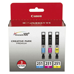 Canon® 6514B009 (CLI-251) ChromaLife100+ Ink, Cyan/Magenta/Yellow
