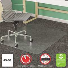 deflecto® SuperMat Frequent Use Chair Mat, Med Pile Carpet, 45 x 53, Beveled Rectangle, Clear