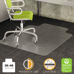 deflecto® DuraMat Moderate Use Chair Mat, Low Pile Carpet, Flat, 36 x 48, Lipped, Clear