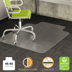 deflecto® DuraMat Moderate Use Chair Mat for Low Pile Carpet, 45 x 53, Wide Lipped, Clear