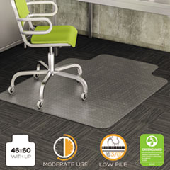 deflecto® DuraMat Moderate Use Chair Mat for Low Pile Carpet, 46 x 60, Wide Lipped, Clear