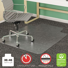 deflecto® SuperMat Frequent Use Chair Mat, Medium Pile Carpet, Beveled, 36x48 w/Lip, Clear