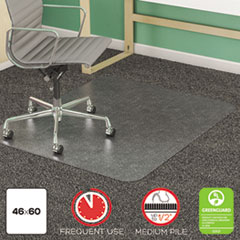 deflecto® SuperMat Frequent Use Chair Mat, Medium Pile Carpet, Flat, 46 x 60, Rectangle, Clear