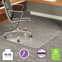 deflecto® ExecuMat All Day Use Chair Mat for High Pile Carpet, 45 x 53, Wide Lipped, Clear