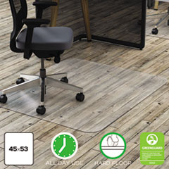 deflecto® Clear Polycarbonate All Day Use Chair Mat for Hard Floor, 45 x 53