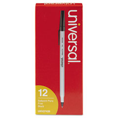 Universal™ Economy Ballpoint Stick Oil-Based Pen, Black Ink, Fine, Dozen