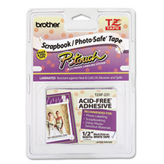 Brother P-Touch® TZ Photo-Safe Tape Cartridge for P-Touch Labelers, 0.47" x 26.2 ft, Black on White
