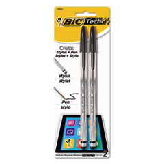 BIC® Cristal 2-in-1 Stylus Ballpoint Pen, Black Ink, 1.0mm, Medium