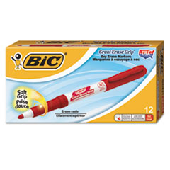 BIC® Great Erase Grip Fine Point Dry Erase Marker, Red, Dozen