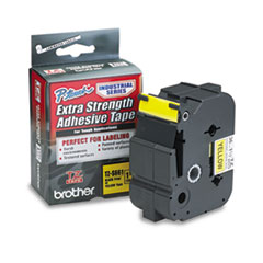 Brother P-Touch® TZ Extra-Strength Adhesive Laminated Labeling Tape, 1-1/2"w, Black on Yellow