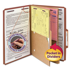 Smead™ Six-Section Pressboard Top Tab Pocket-Style Classification Folders with SafeSHIELD® Coated Fasteners