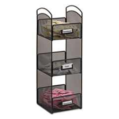 Safco® Onyx Breakroom Organizers, 3 Compartments, 6 x 6 x 18, Steel Mesh, Black
