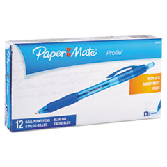 Paper Mate® Profile Ballpoint Pen, Retractable, Bold 1.4 mm, Blue Ink, Blue Barrel, Dozen