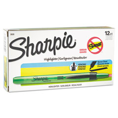 Sharpie® Accent Retractable Highlighters, Chisel Tip, Fluorescent Green, Dozen