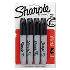 Sharpie® Chisel Tip Permanent Marker, Medium Chisel Tip, Black, 4/Pack