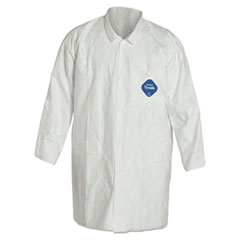DuPont® Tyvek Lab Coat, White, Snap Front, 2 Pockets, Medium, 30/Carton