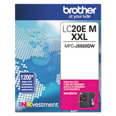 Brother LC20EM INKvestment Super High-Yield Ink, 1,200 Page-Yield, Magenta