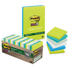 Post-it® Notes Super Sticky Recycled Notes in Bora Bora Colors