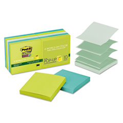 Post-it® Pop-up Notes Super Sticky Pop-up Recycled Notes in Bora Bora Colors