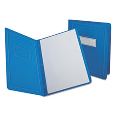 Oxford™ Title Panel and Border Front Report Cover, 3-Prong Fastener, Panel and Border Cover, 0.5" Cap, 8.5 x 11, Light Blue, 25/Box