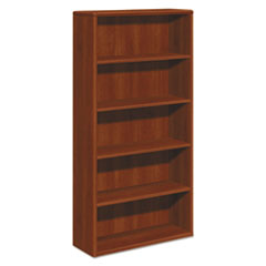 HON® 10700 Series Wood Bookcase, Five-Shelf, 36w x 13.13d x 71h, Cognac