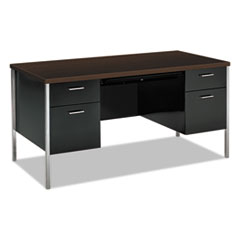HON® 34000 Series Double Pedestal Desk, 60" x 30" x 29.5", Mocha/Black