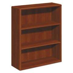 HON® 10700 Series Wood Bookcase, Three-Shelf, 36w x 13.13d x 43.38h, Cognac