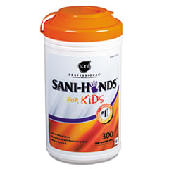 Sani Professional® Hands Instant Sanitizing Wipes for Kids, 5 x 7 1/2, White, 300/Pk, 6 Pks/Ct