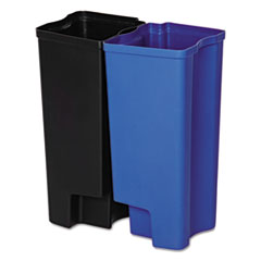 Rubbermaid® Commercial Step-On Rigid Dual Liner For Stainless End Step, Plastic, 8 gal, Black/Blue