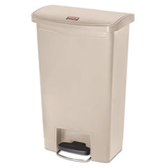 Rubbermaid® Commercial Streamline Resin Step-On Container, Front Step Style, 13 gal, Polyethylene, Beige