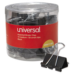 Universal Binder Clips In Dispenser Tub Assorted Sizes Black/Silver 60/Pack 87547111604
