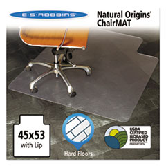 ES Robbins® Natural Origins Chair Mat with Lip For Hard Floors, 45 x 53, Clear