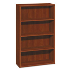 HON® 10700 Series Wood Bookcase, Four Shelf, 36w x 13 1/8d x 57 1/8h, Cognac