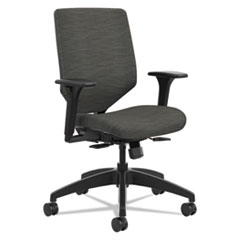 HON® Solve Series Upholstered Back Task Chair, Supports Up to 300 lb, 17" to 22" Seat Height, Ink Seat/Back, Black Base