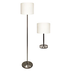 Ledu® Slim Line Lamp Set, Table 12 5/8" High and Floor 61.5" High, 12"; 6"w x 61.5"; 12.63"h, Silver