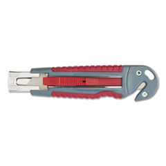 Clauss® Titanium Auto-Retract Utility Knife with Carton Slicer, Gray/Red, 3 1/2" Blade