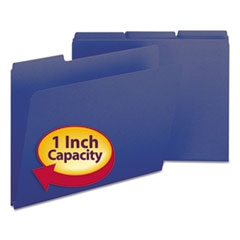 Smead™ Expanding Recycled Heavy Pressboard Folders, 1/3-Cut Tabs: Assorted, Letter Size, 1" Expansion, Dark Blue, 25/Box