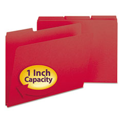 Smead™ Expanding Recycled Heavy Pressboard Folders, 1/3-Cut Tabs: Assorted, Letter Size, 1" Expansion, Bright Red, 25/Box