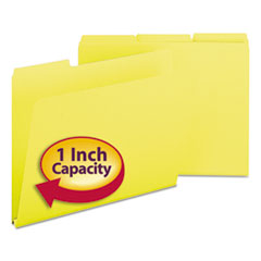 Smead™ Expanding Recycled Heavy Pressboard Folders, 1/3-Cut Tabs: Assorted, Letter Size, 1" Expansion, Yellow, 25/Box