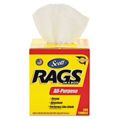 Scott® Rags in a Box, POP-UP Box, 10 x 12, White, 200/Box