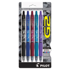 Pilot® G2 Mosaic Collection Gel Ink Pen, Assorted Ink, .7 mm, 5/Pack