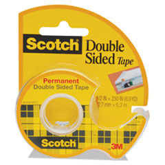 Scotch® 665 Double-Sided Permanent Tape in Handheld Dispenser, 1/2" x 250", Clear