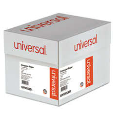 Universal® Printout Paper, 1-Part, 18 lb Bond Weight, 14.88 x 11, White/Green Bar, 2,600/Carton
