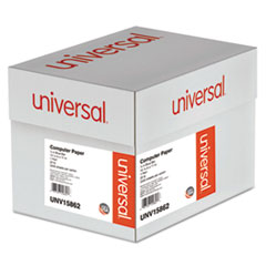 Universal® Printout Paper, 1-Part, 20 lb Bond Weight, 14.88 x 11, White/Blue Bar, 2,400/Carton