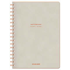 AT-A-GLANCE® Collection Twinwire Notebook, 1-Subject, Wide/Legal Rule, Tan/Red Cover, (80) 9.5 x 7.25 Sheets